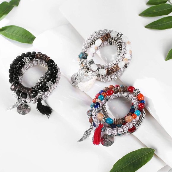 New Baoqin Boho Beaded Bracelets for Women - Charm Stackable Multilayer … - Picture 11 of 11